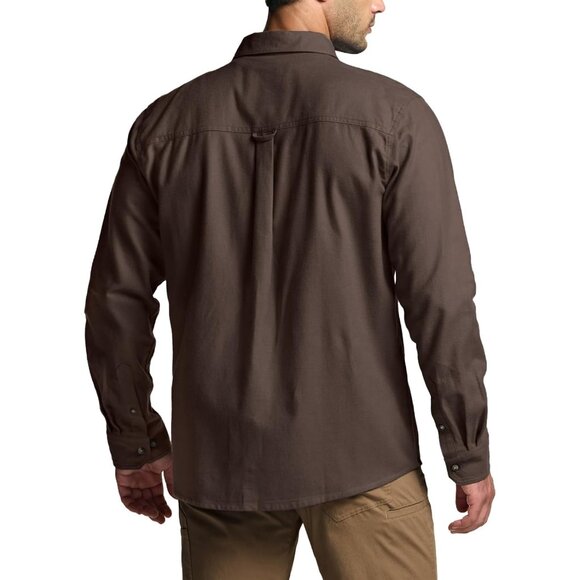 Mens Brown Cotton Flannel Shirt Long Sleeve Brushed Soft Casual Outdoor Plaid - Picture 3 of 9